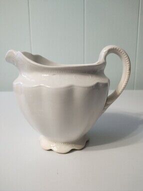 Antique Ivory Colored Creamer/Milk Pitcher - Scalloped Design